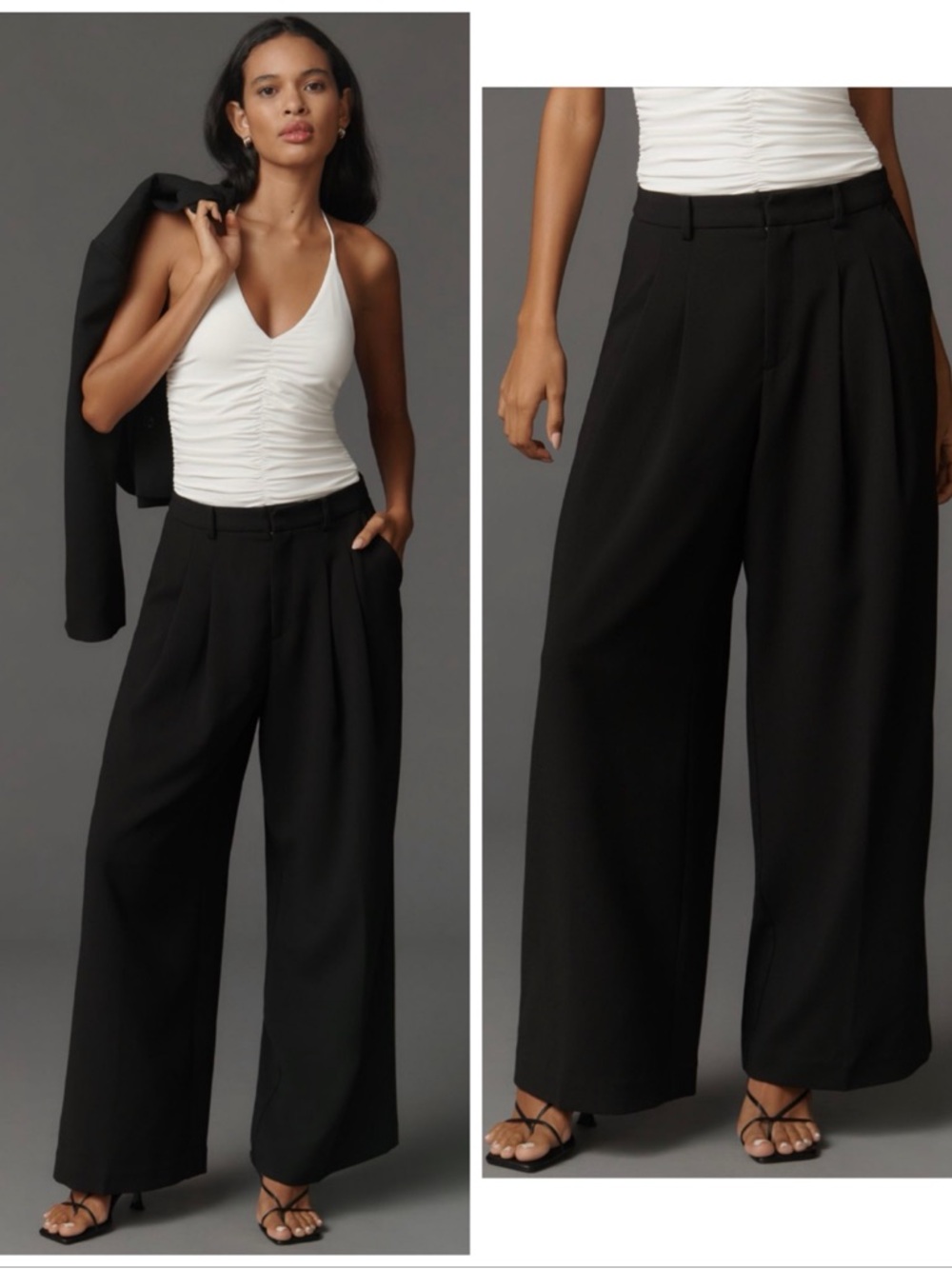 Anthropologie The Avery Pleated Wide Leg Trousers By Maeve Size 12 - Picture 2 of 10